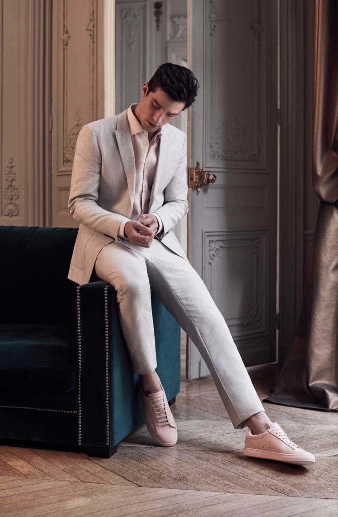 Same Color Suit With Sneakers