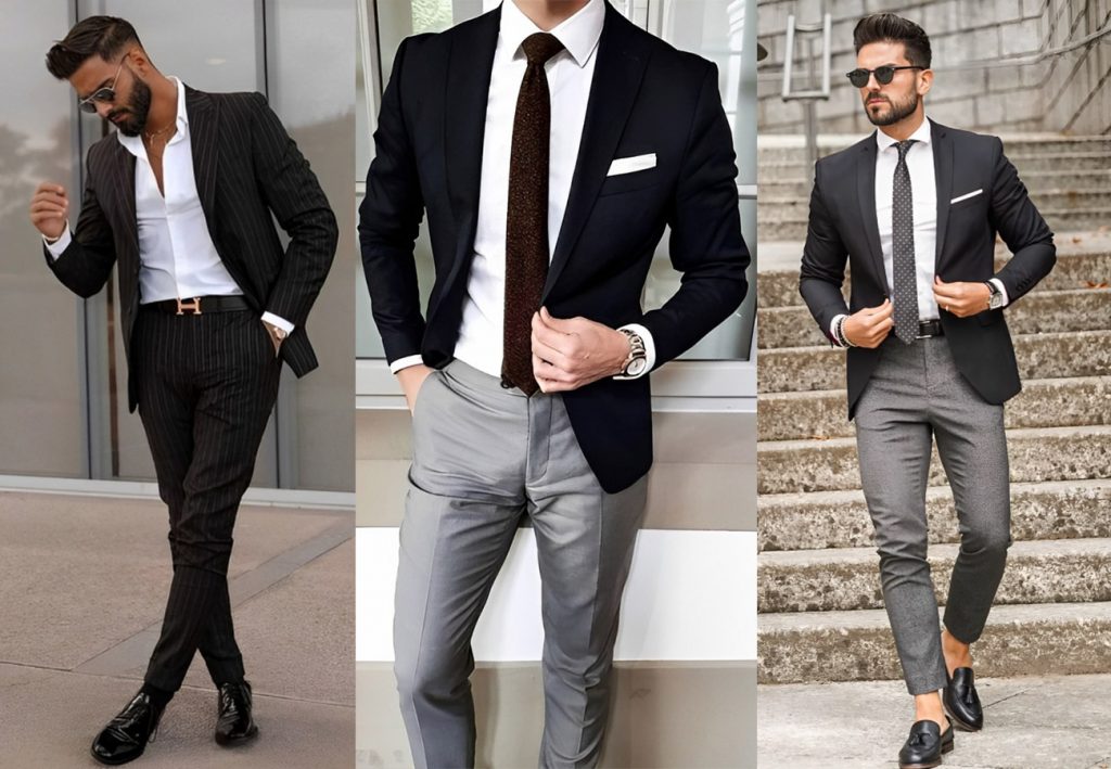 Black Blazer with Formal Pants Combination for Wedding