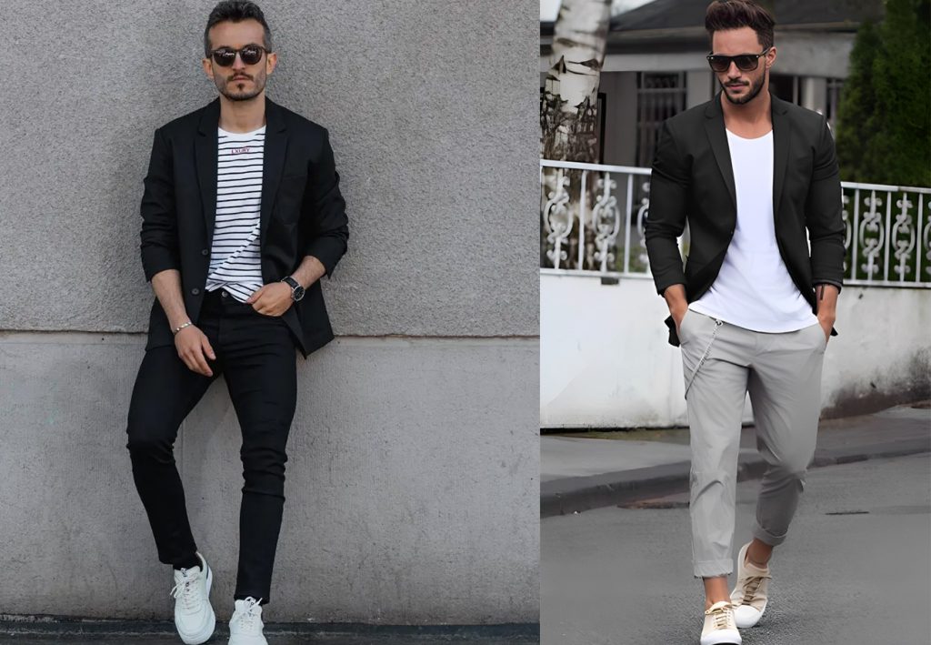 Black Blazer and T-shirt Combination
