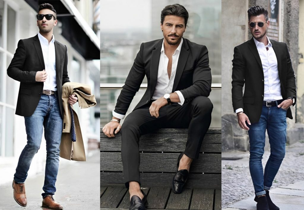 Black Blazer and White Shirt Combination for Wedding