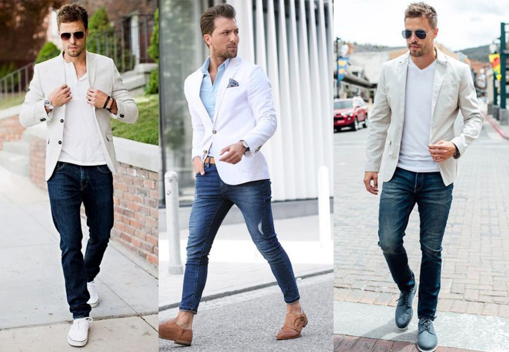 white blazer jeans combination
