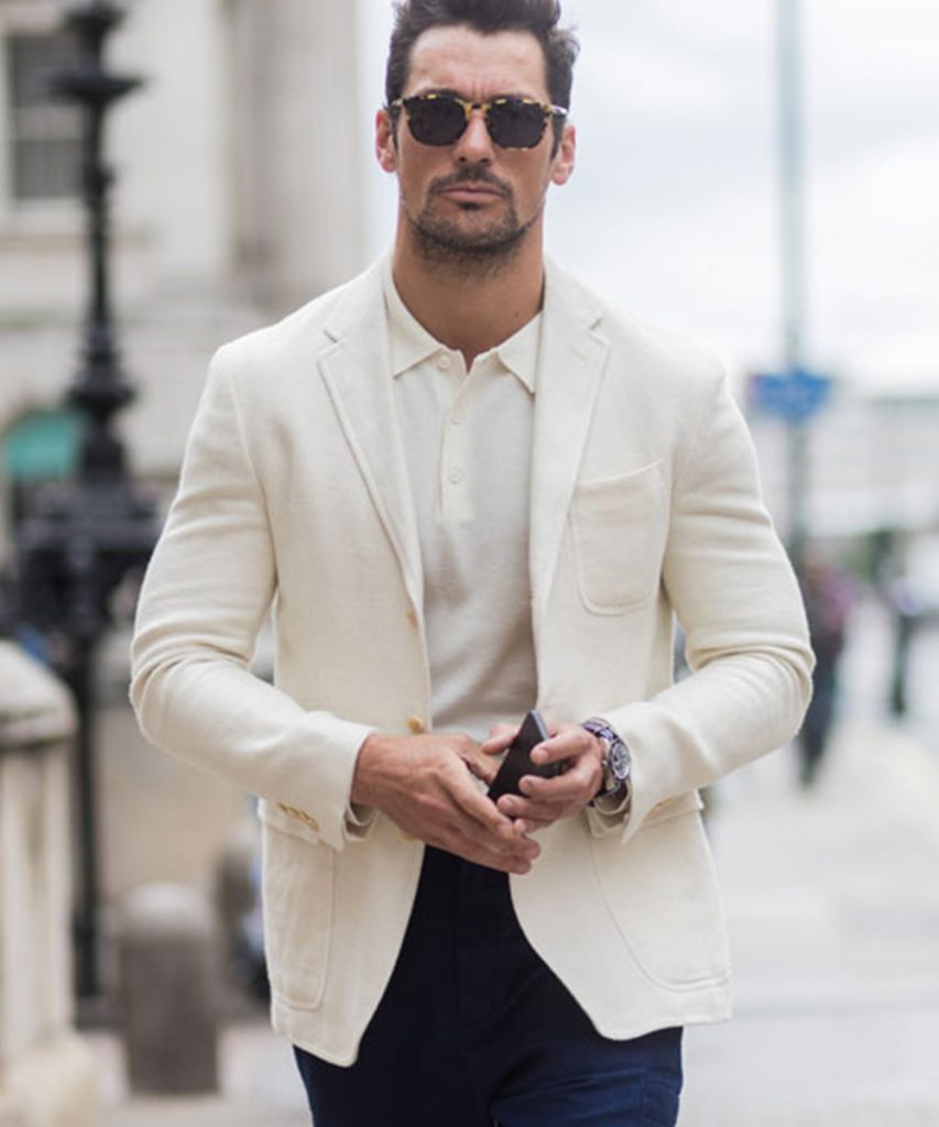 White Blazer Combination with Polo T-shirt