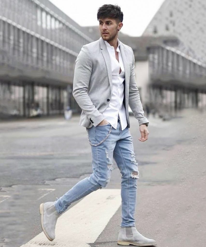 Light Grey Blazer Combination with Jeans