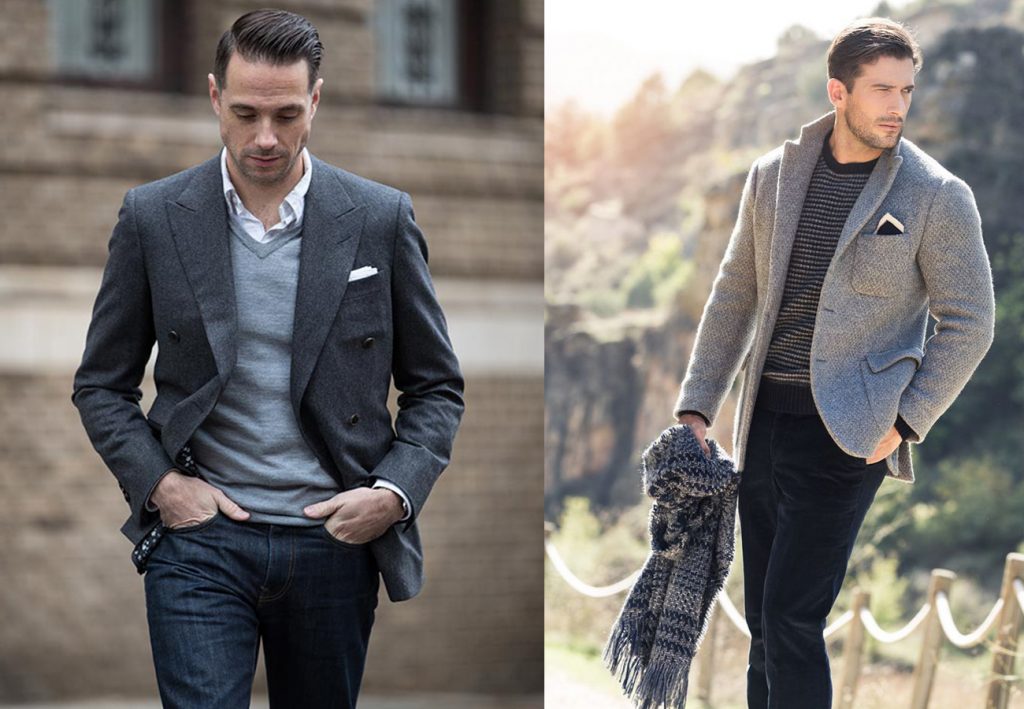 Charcoal Grey Blazer Combination with Sweater
