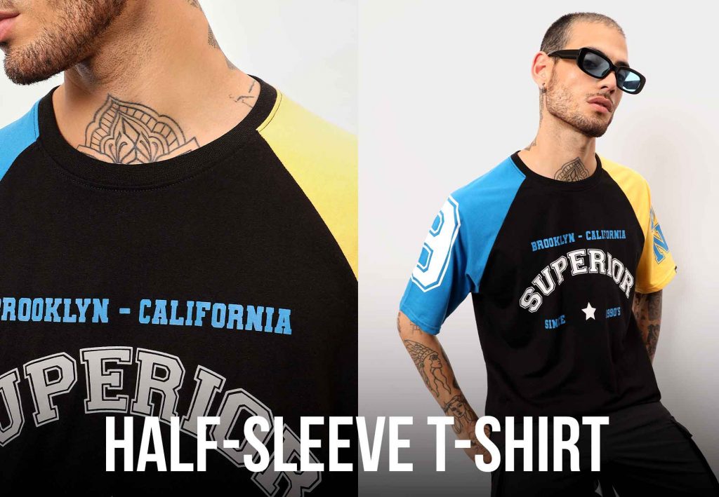 Half Sleeve t-shirt for men with 'Superior' print.