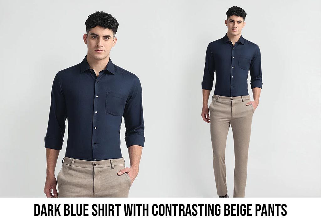 matching pant with blue shirt