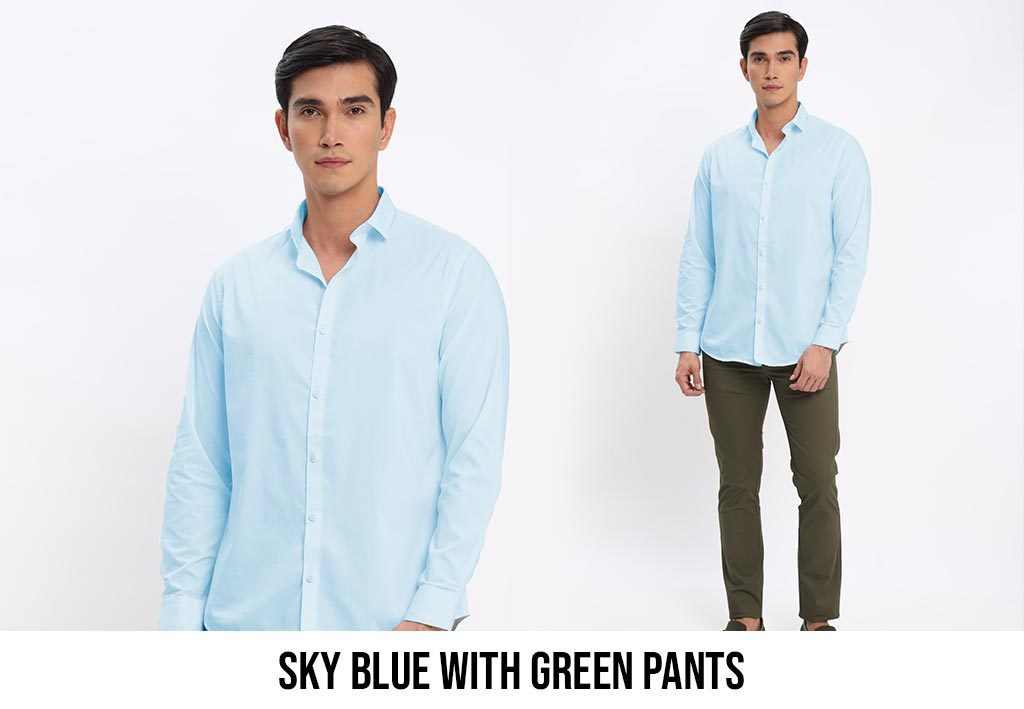 sky blue colour shirt matching pant