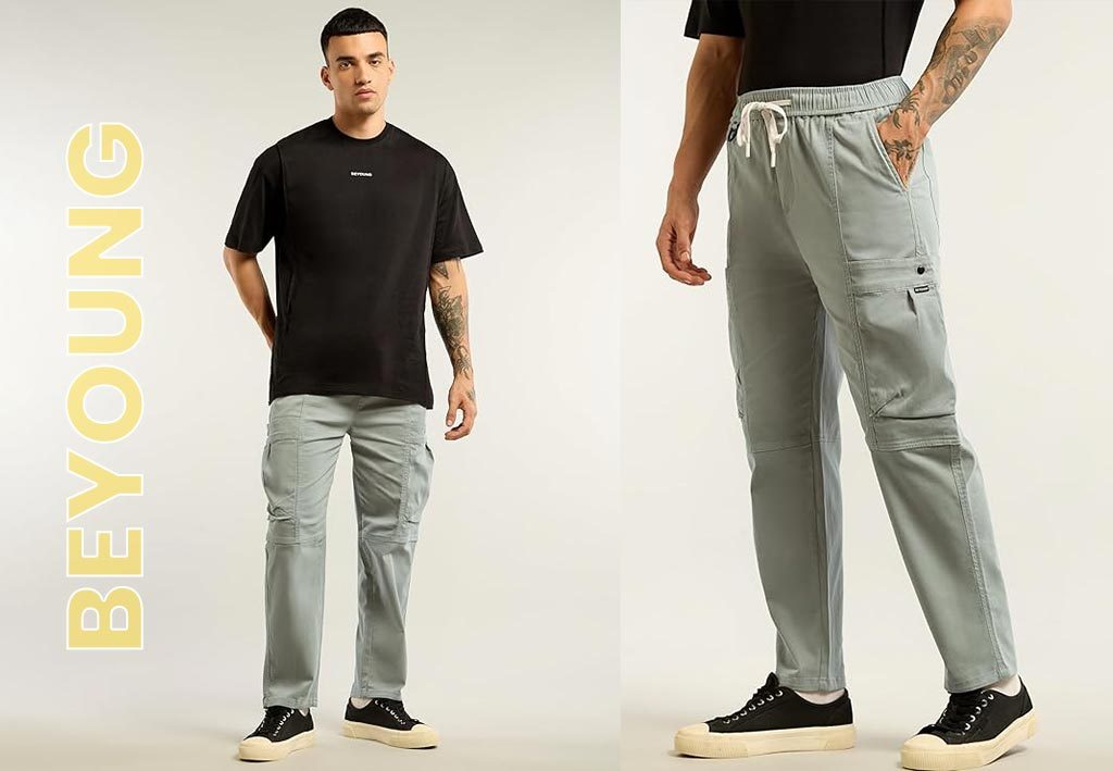 Model Wear a Beyoungs Cargo Pant for men