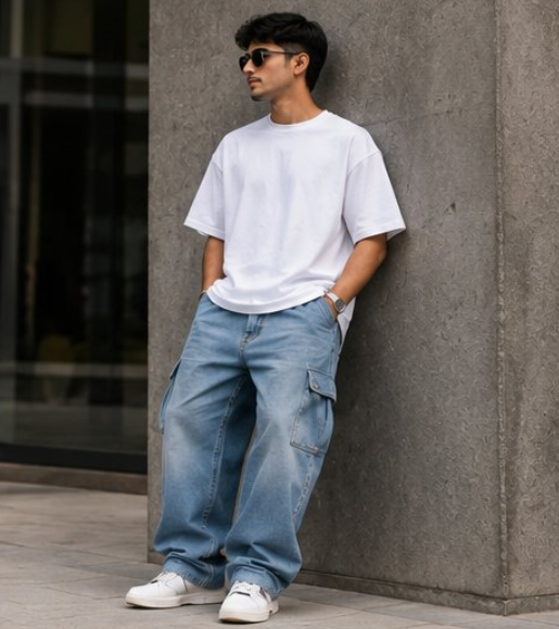 oversize outfit with denim 