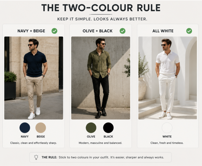 two colour rule outfit ideas for men